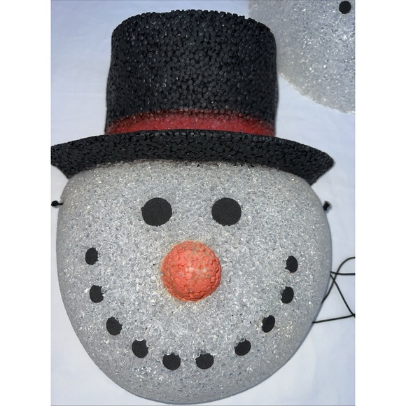 2 Melted Plastic Popcorn Snowman Christmas Lamp Post Porch Light Covers Melted - Picture 3 of 6